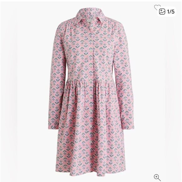 J. Crew Factory BP801 Size 10 Pink Floral Shirt Dress Collared Block Print - Picture 1 of 9